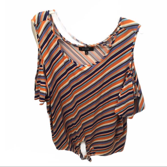 Bright Multicolor Front Tie Open Shoulder Top🌸 - Picture 1 of 5